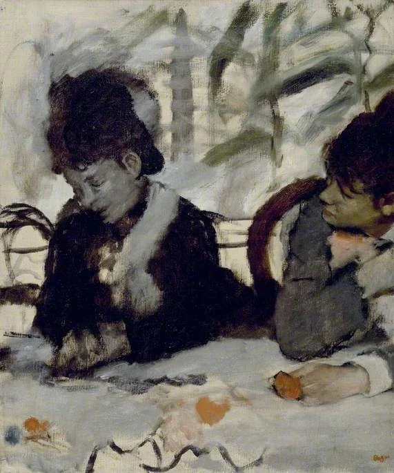 At the Café, by Edgar Degas, oil, 1888