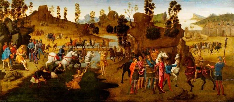 Julius Caesar and the Crossing of the Rubicon (scene from the story of Alexander the Great)