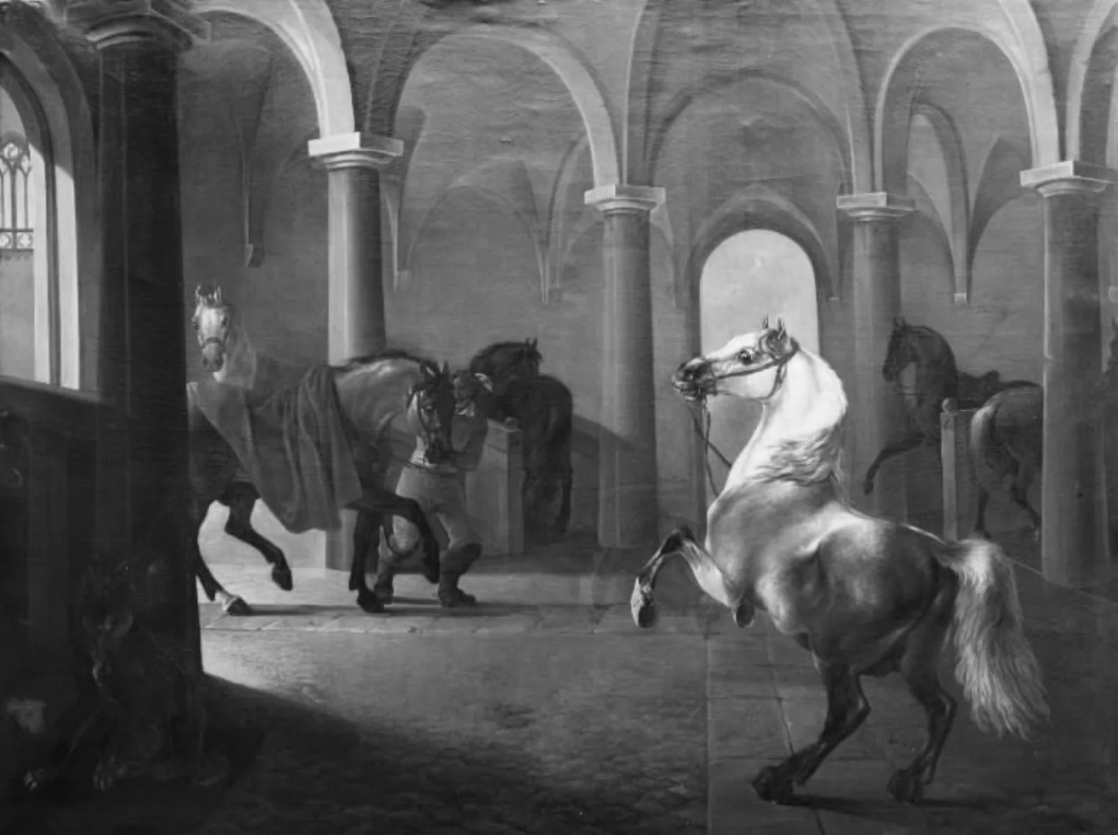 En hestestald, by Unknown, 1750