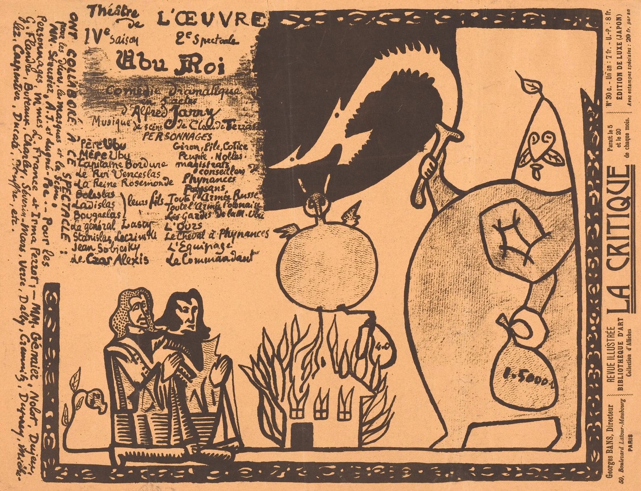Ubu Roi, by Alfred Jarry, ink, 1896