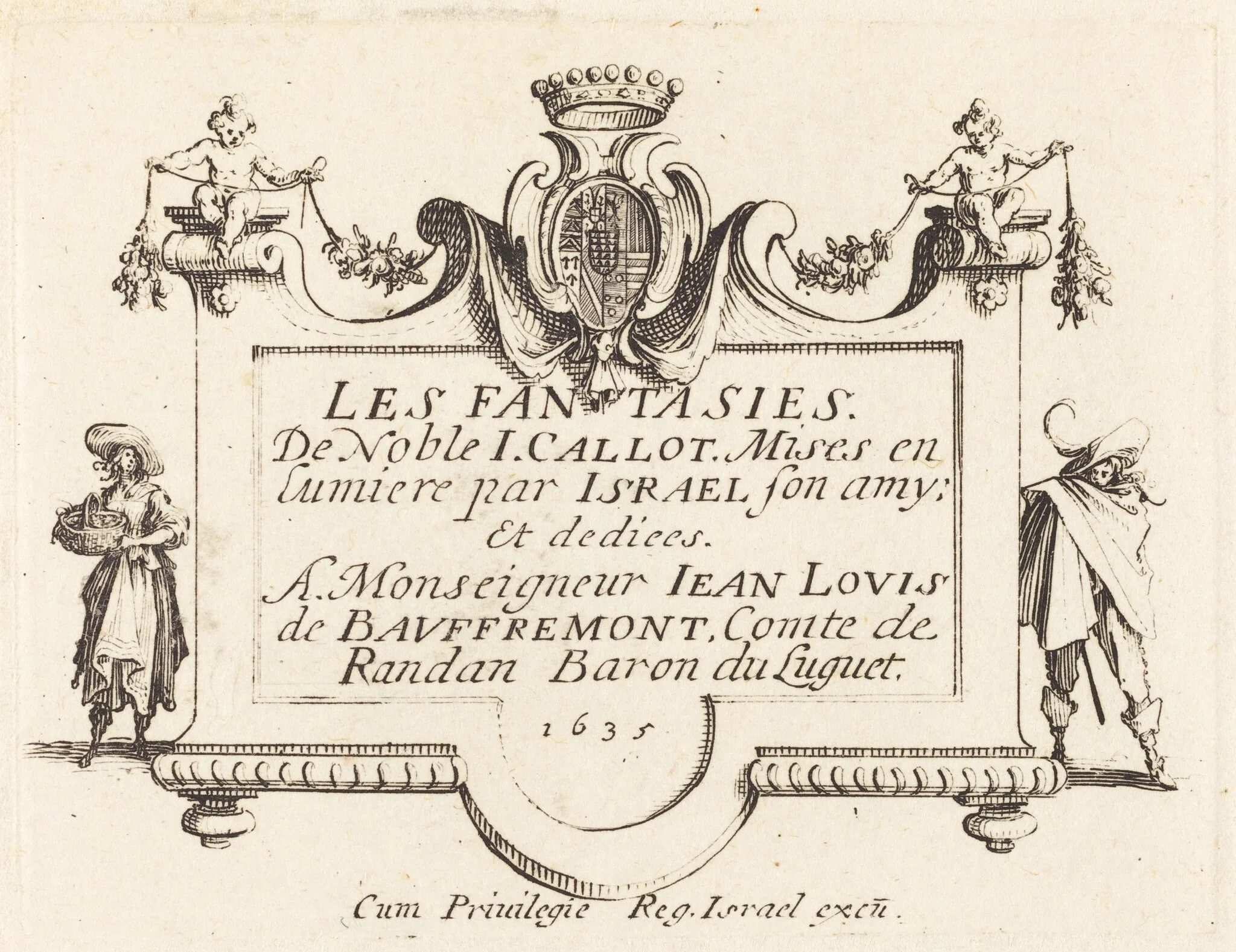 Title Page for "The Fantasies", by Jacques Callot, ink, 1634