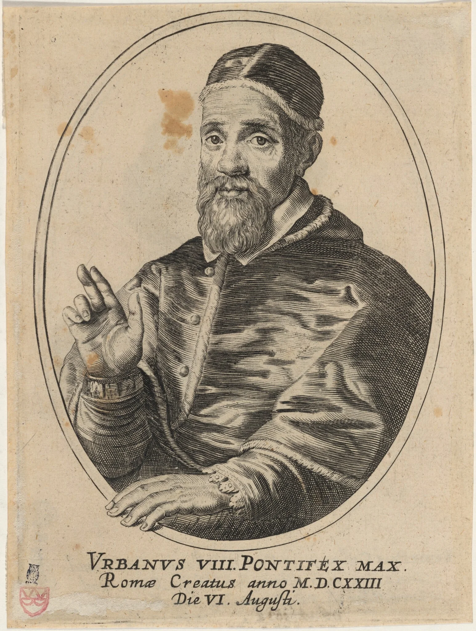Pope Urban VIII (Maffeo Barberini), by Unknown 19th Century, ink, 1850