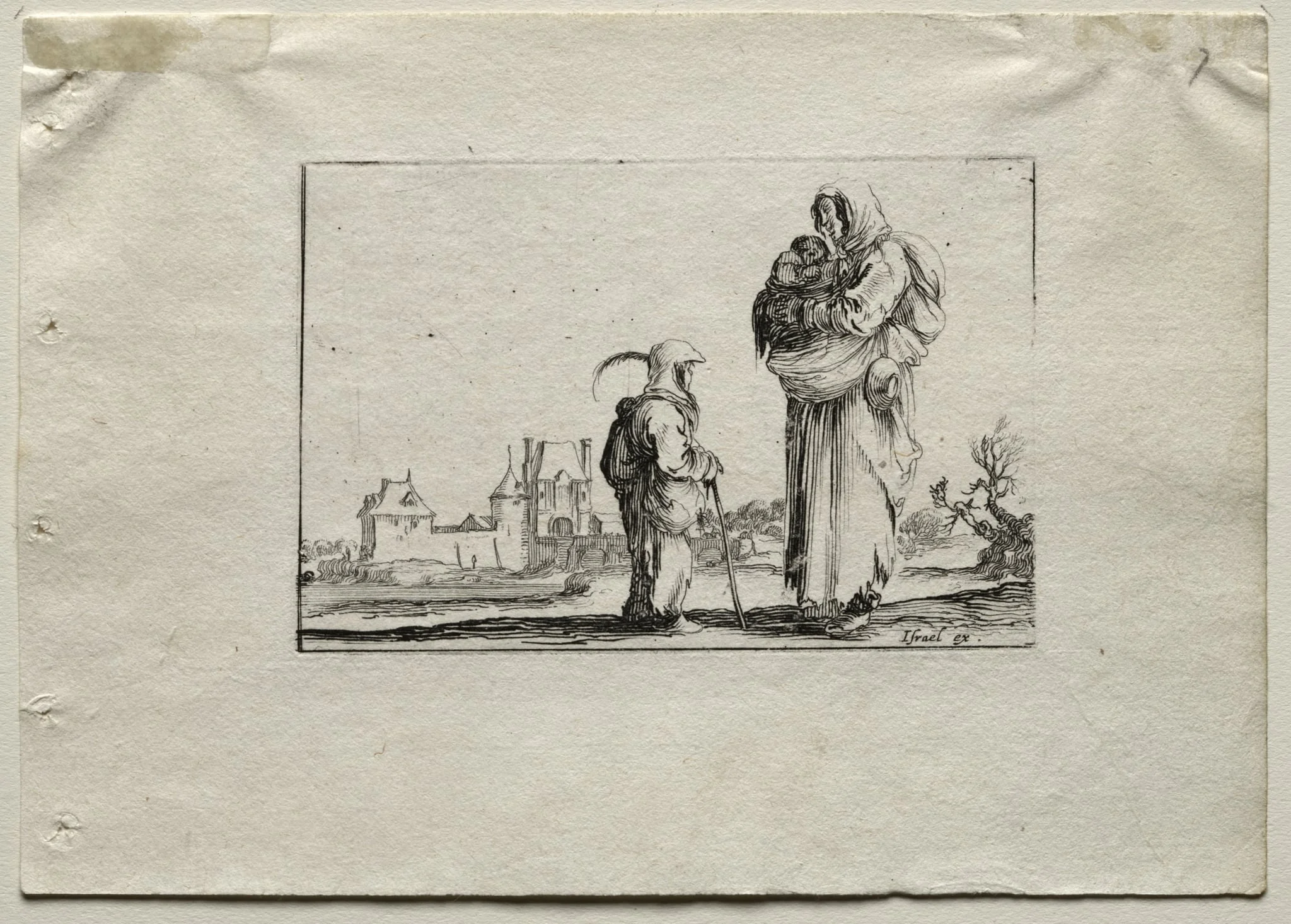 Caprices:  Beggar Woman with a Baby and a Little Girl, by Stefano Della Bella, 1642