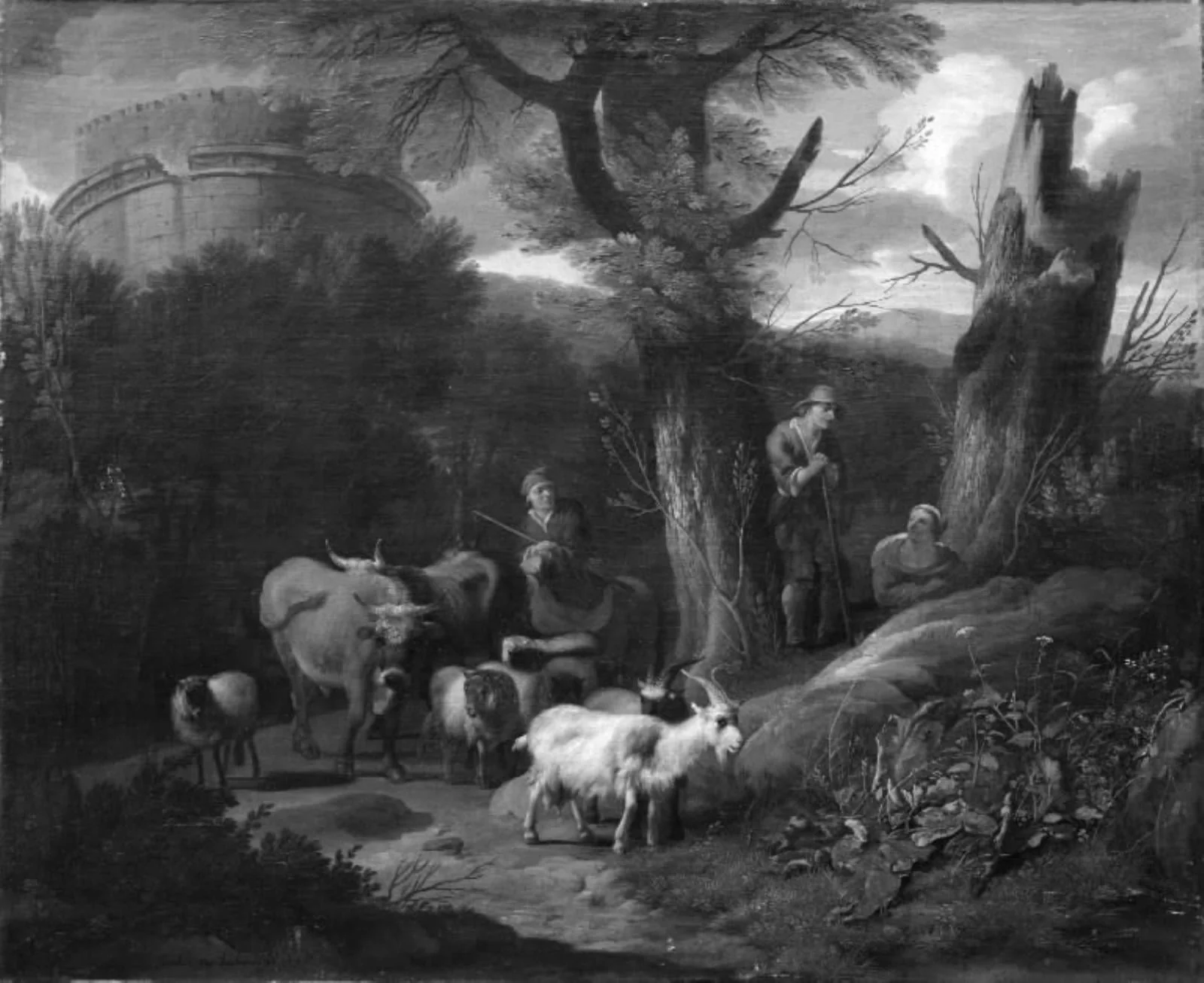 Italian Scenery with Cattle, by Unknown, 1670