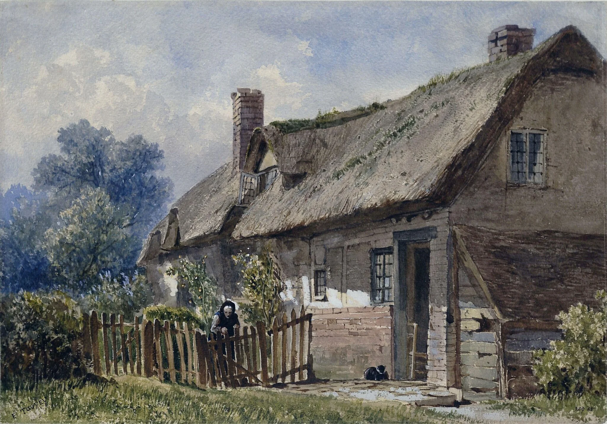 Rustic cottage, by Edwin Toovey, watercolor, 1866