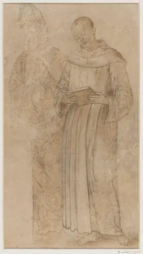 A Saint reading ; on his right stands a bishop
