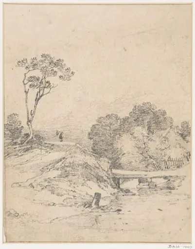 Landscape : a rustic bridge over a stream