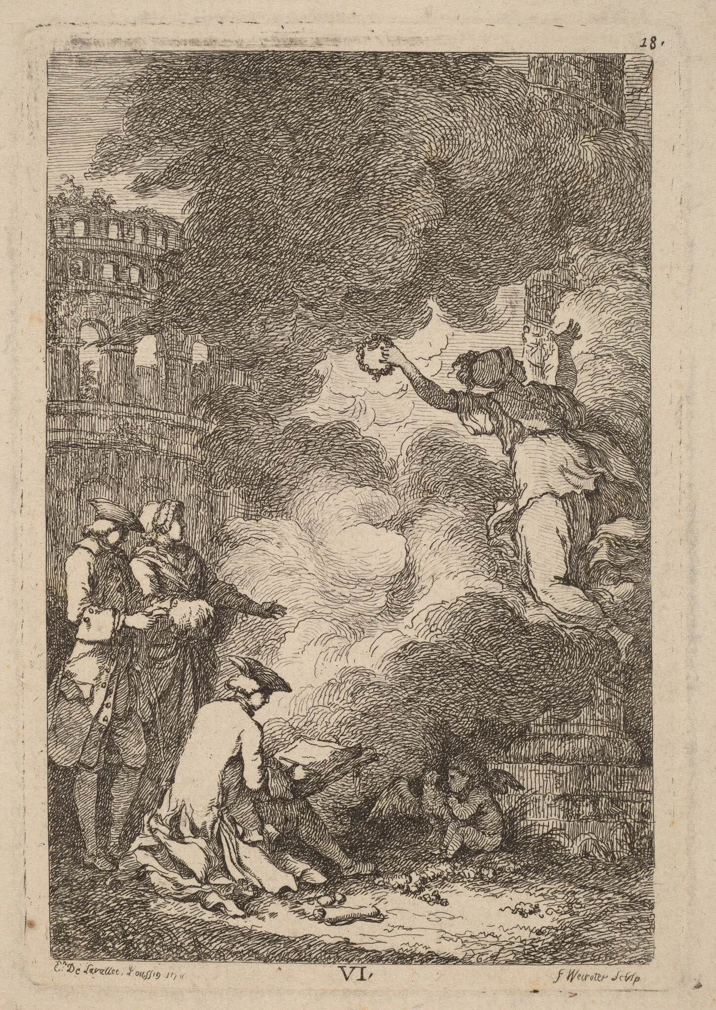Nella Venuta in Roma: pl. 6, by Franz Edmund Weirotter, ink, 1764