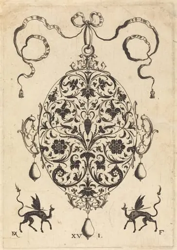Large Pendant, Upright Oval with Floral Ornament