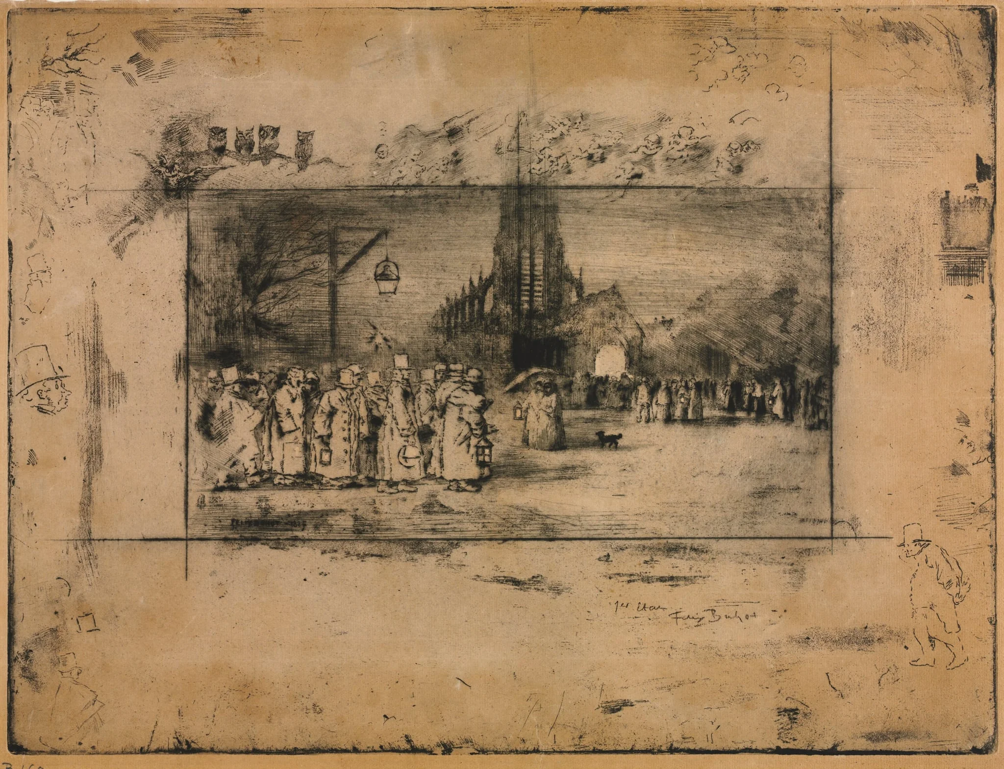 The Midnight Mass, by Félix-Hilaire Buhot, 1887
