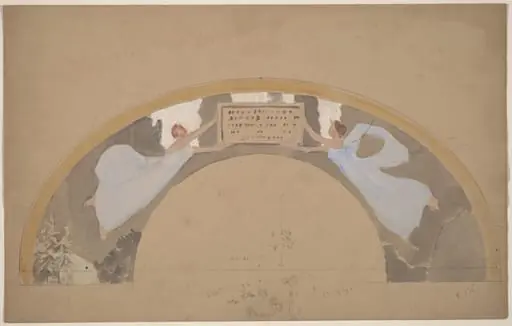 Study of Two Female Figures in Arched Border