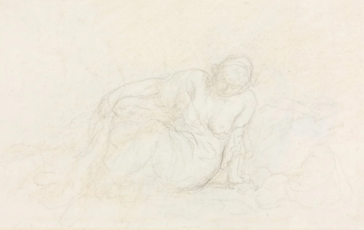 Reclining Woman Leaning on Her Arm (verso), by Honoré Daumier, 1858