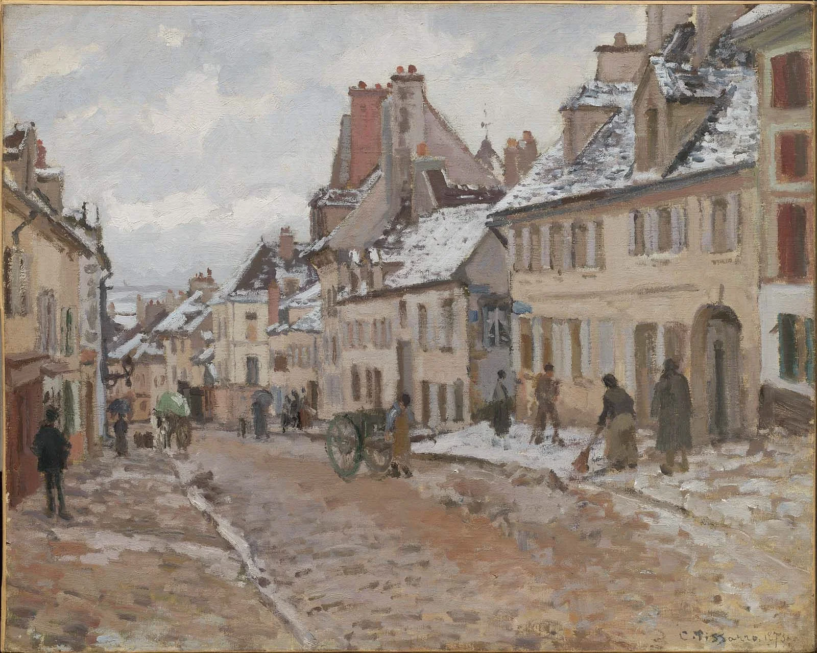 Pontoise, the Road to Gisors in Winter, by Camille Pissarro, oil, 1873