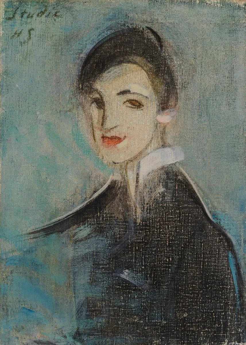 Laulajatar, musta, by Helene Schjerfbeck, unspecified