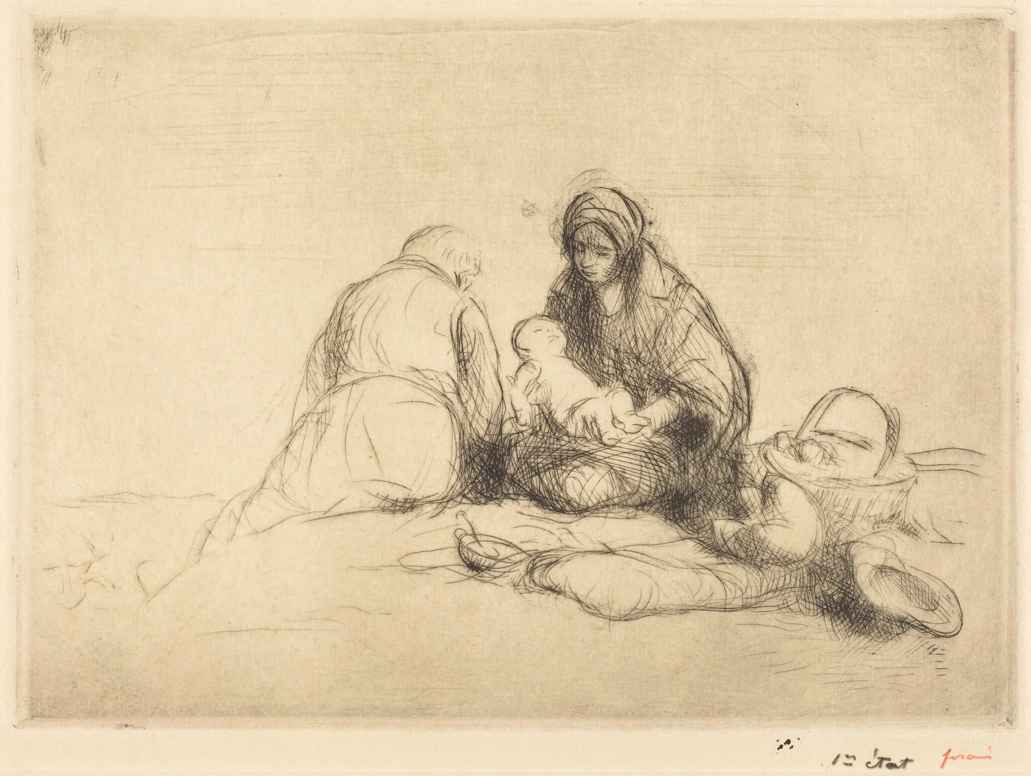 La repos en Egypte (The Rest in Egypt), by Jean-Louis Forain, ink, 1916