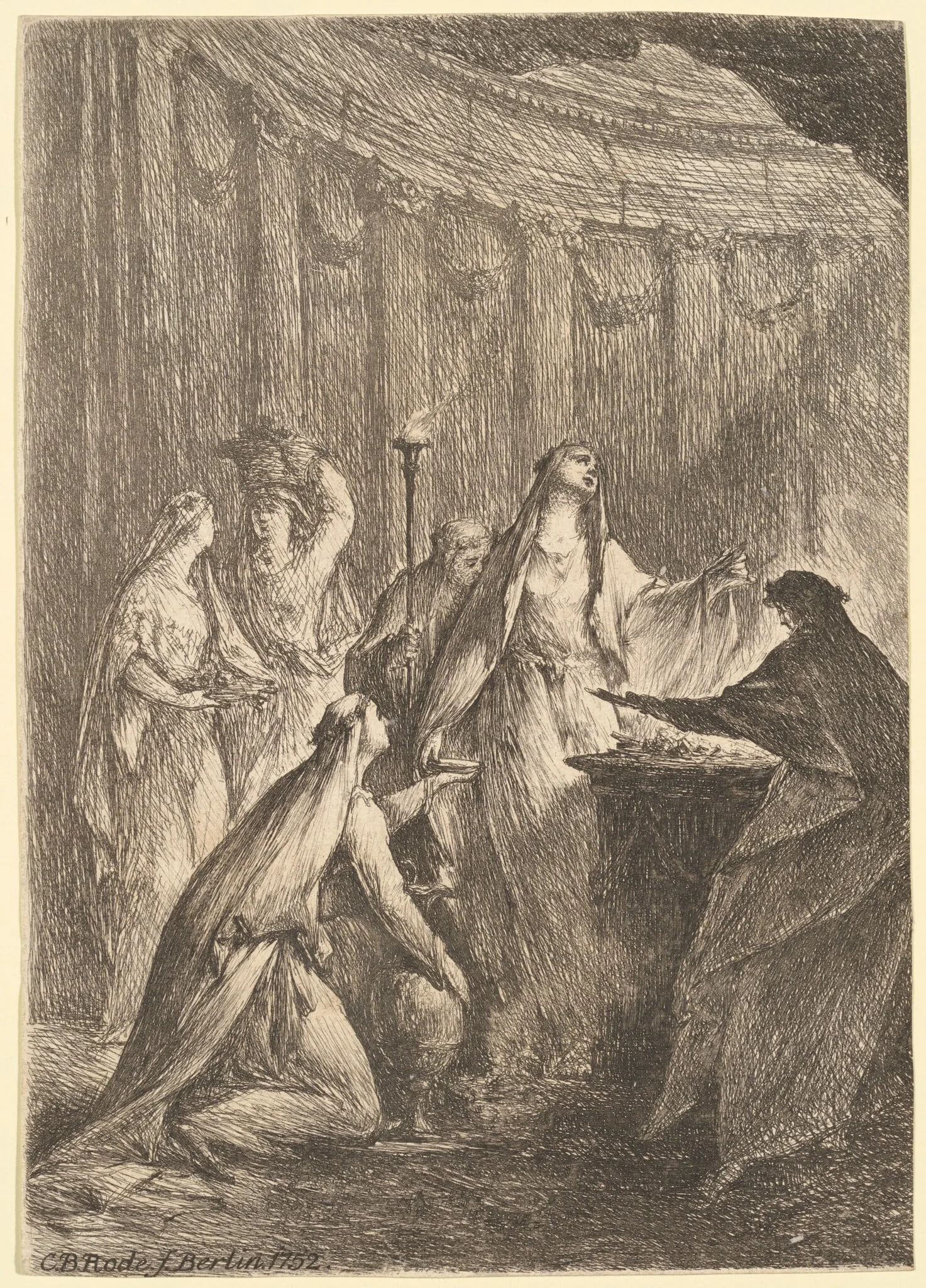 Antique Sacrifice, by Bernhard Rode, ink, 1752