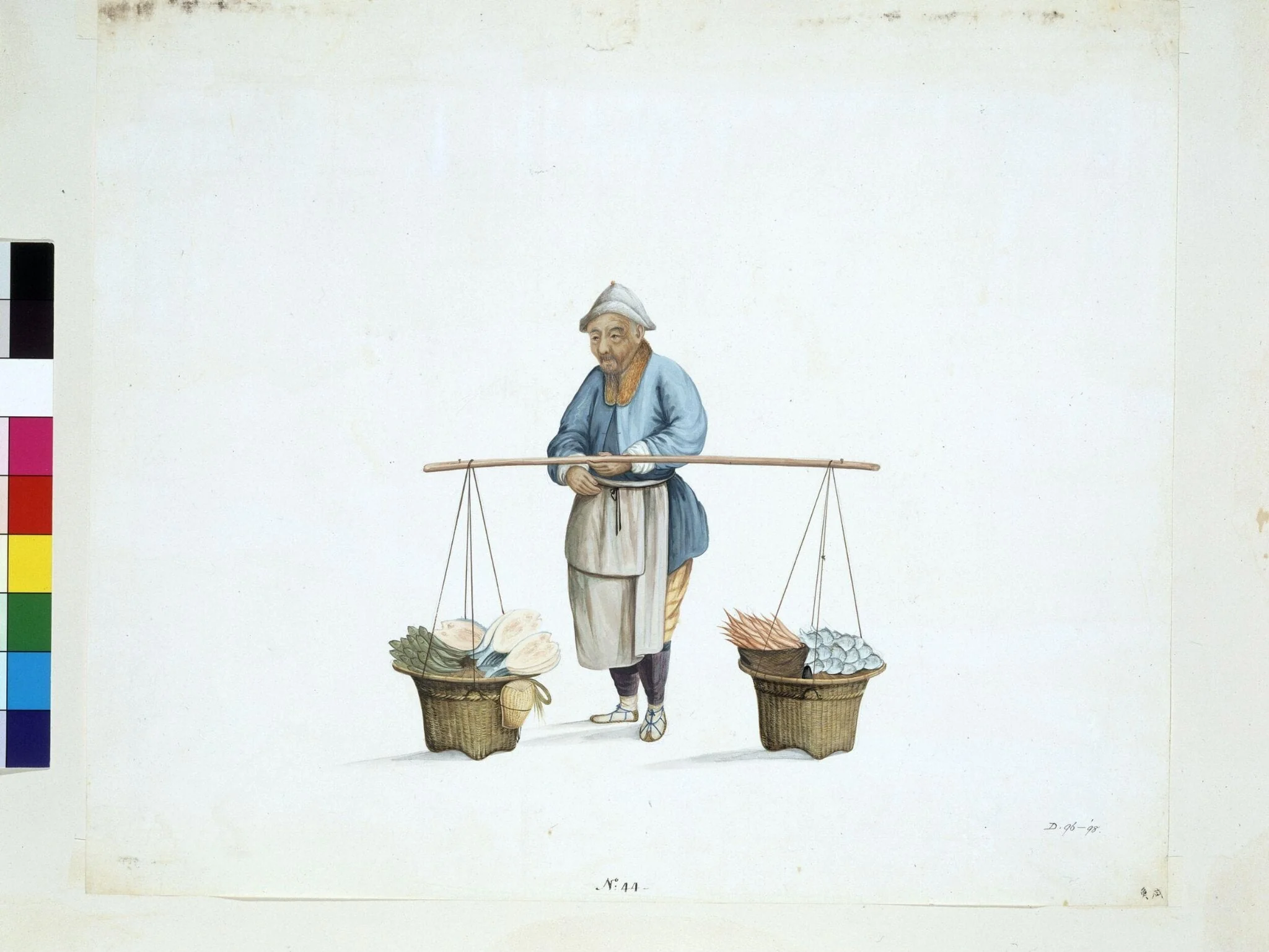 Man Selling Salted Fish, by Puqua, paint, 1790