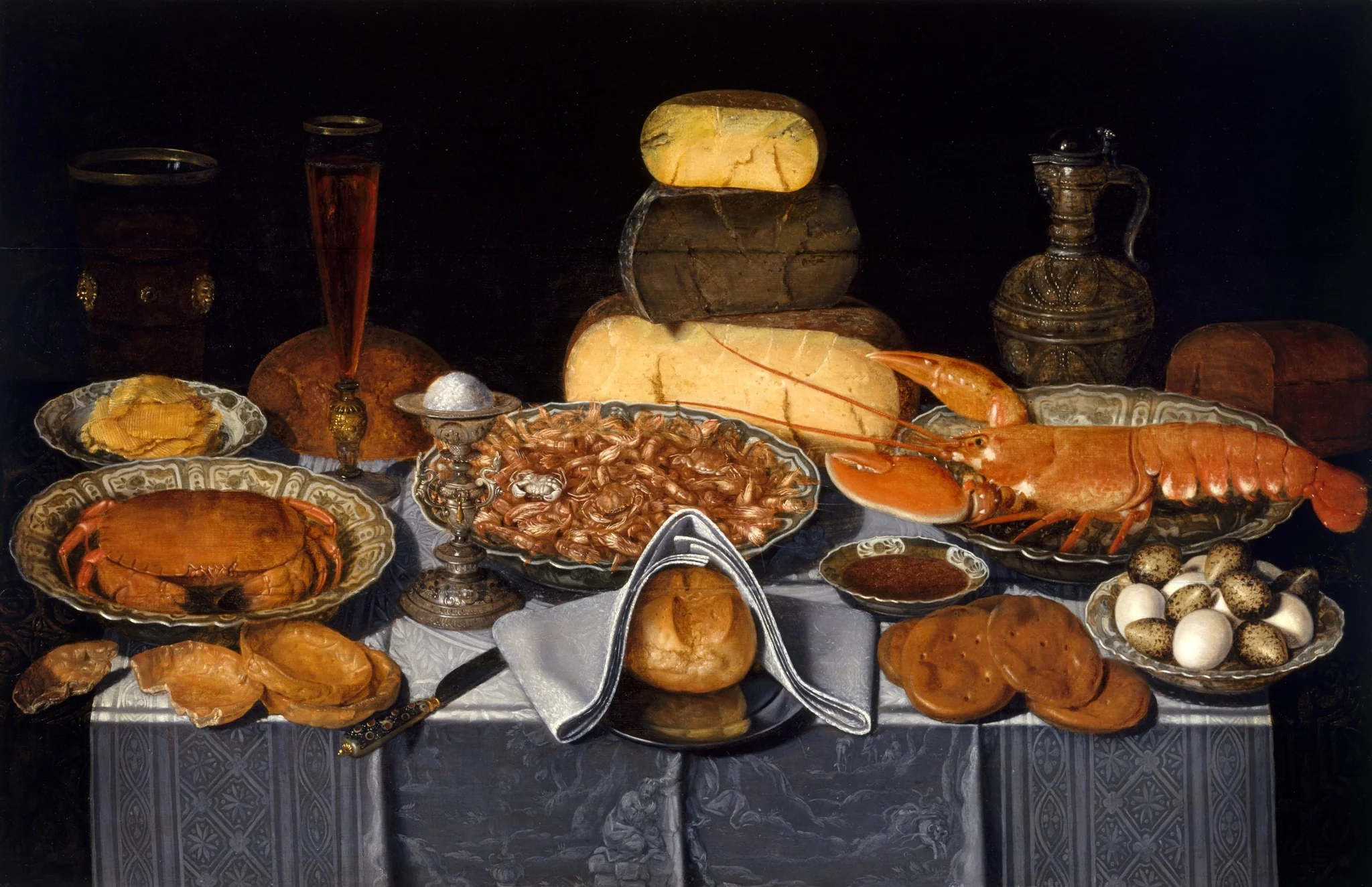 Breakfast still life, by Clara Peeters, oil, 1630