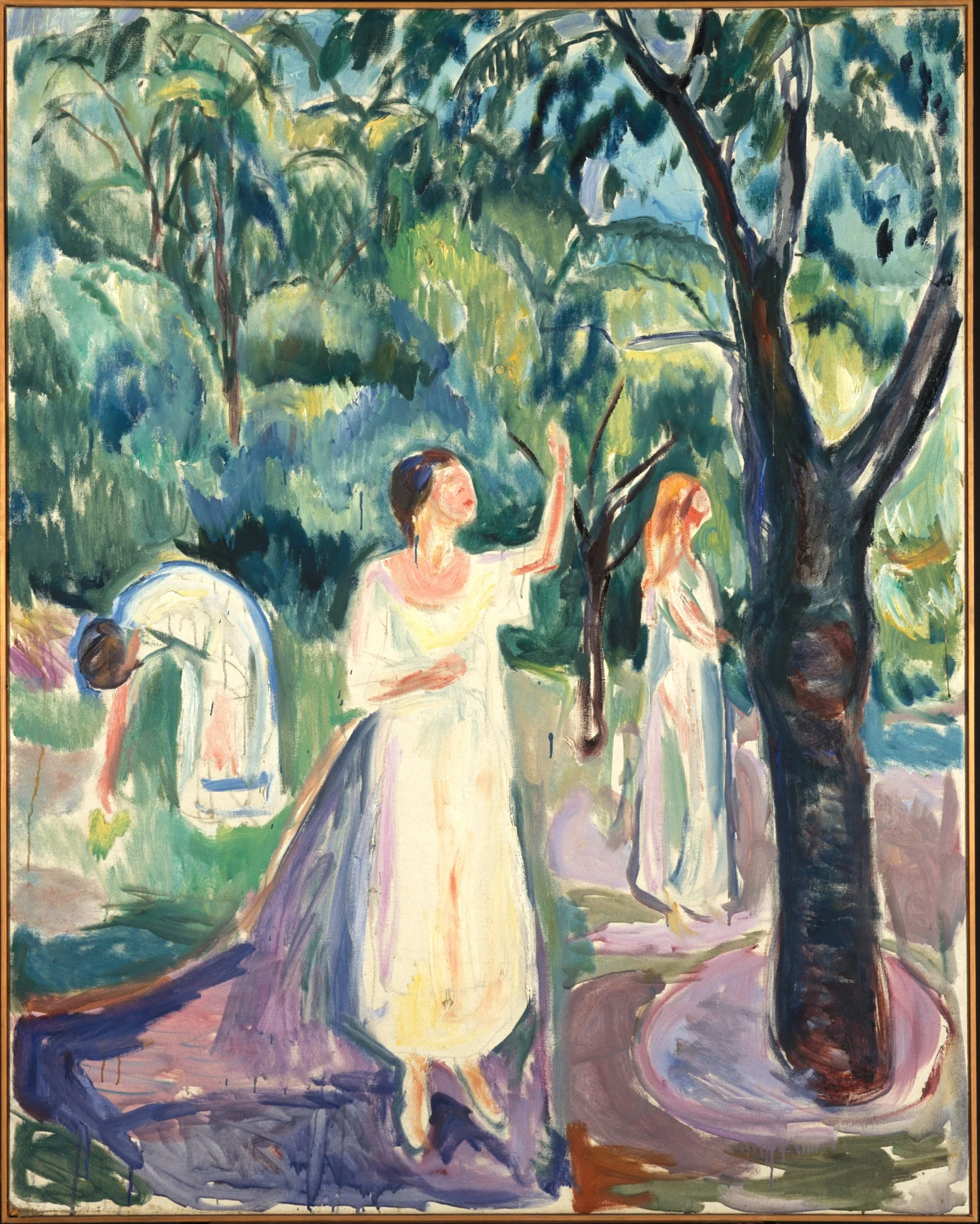 Three Women in the Garden, by Edvard Munch, oil, 1926