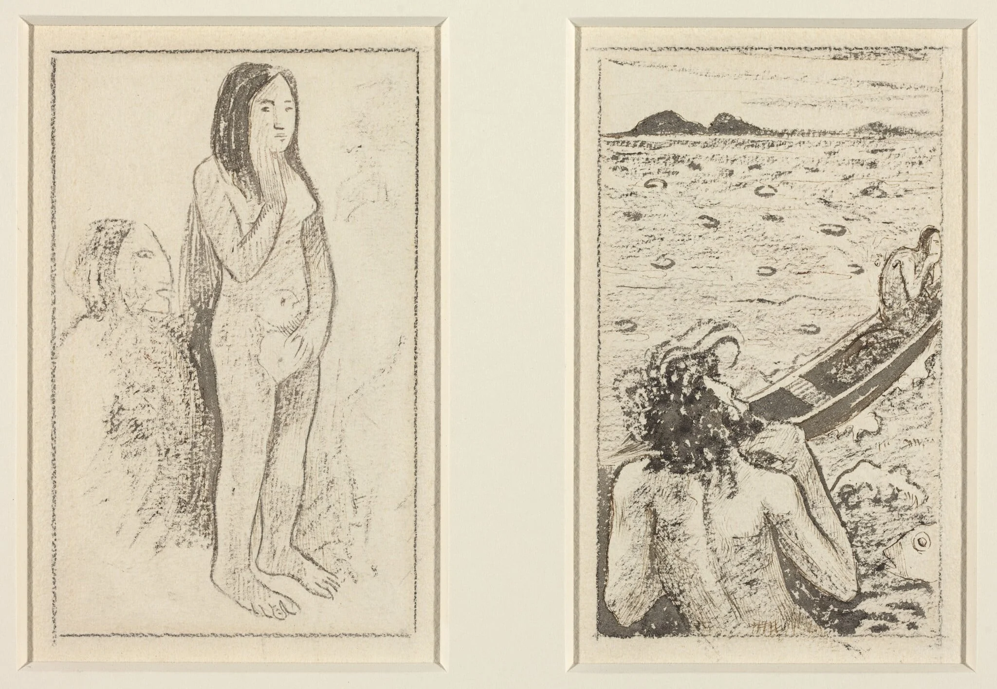 Parau No Te Varau Ino (left); Tahitian Legend (right), by Paul Gauguin, ink, 1892