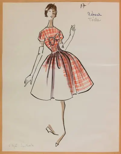 Robe à carreaux rouge avec noeud sur la poitrine