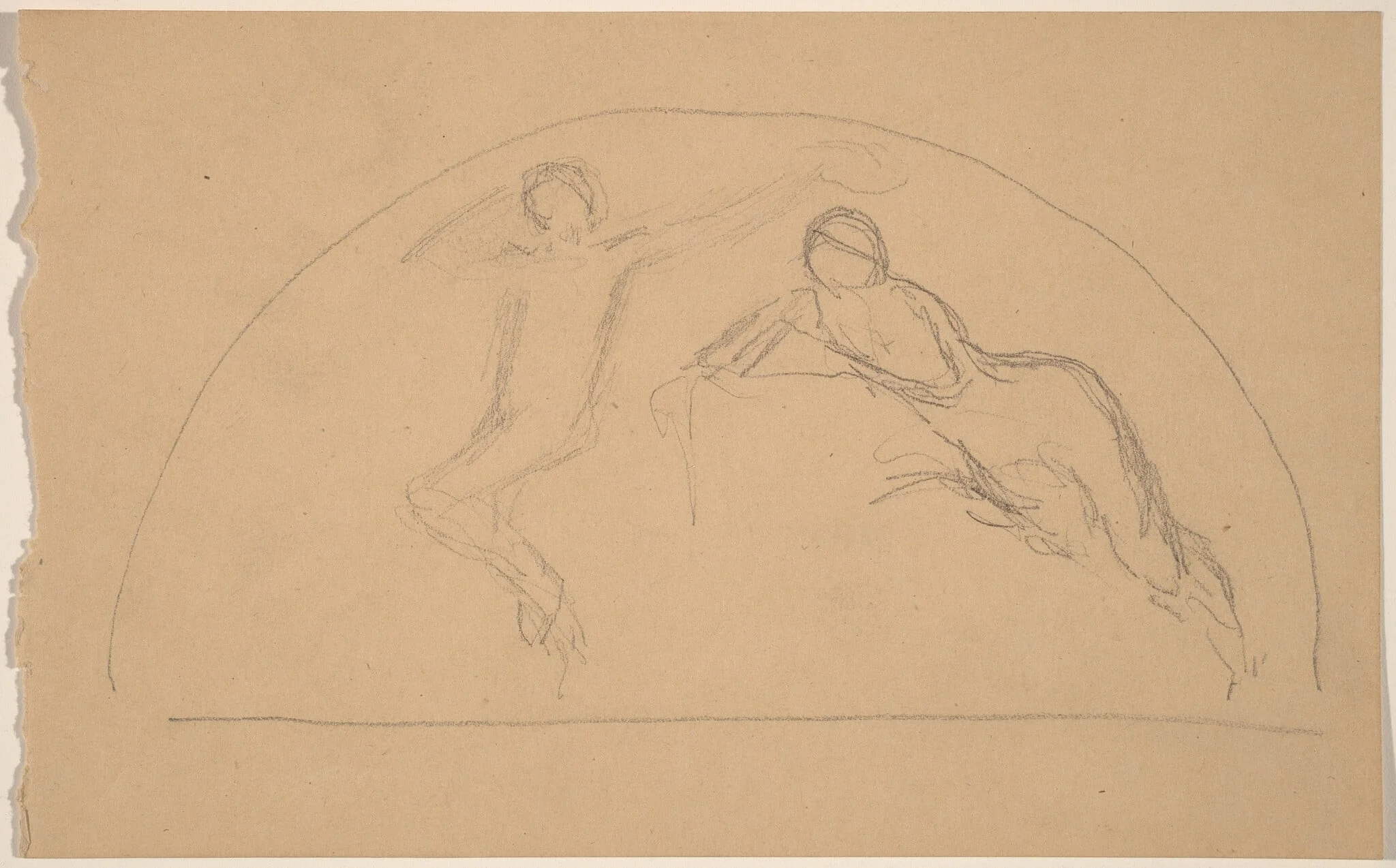 Study of Figures in a Lunette, by Charles Sprague Pearce, graphite, 1894