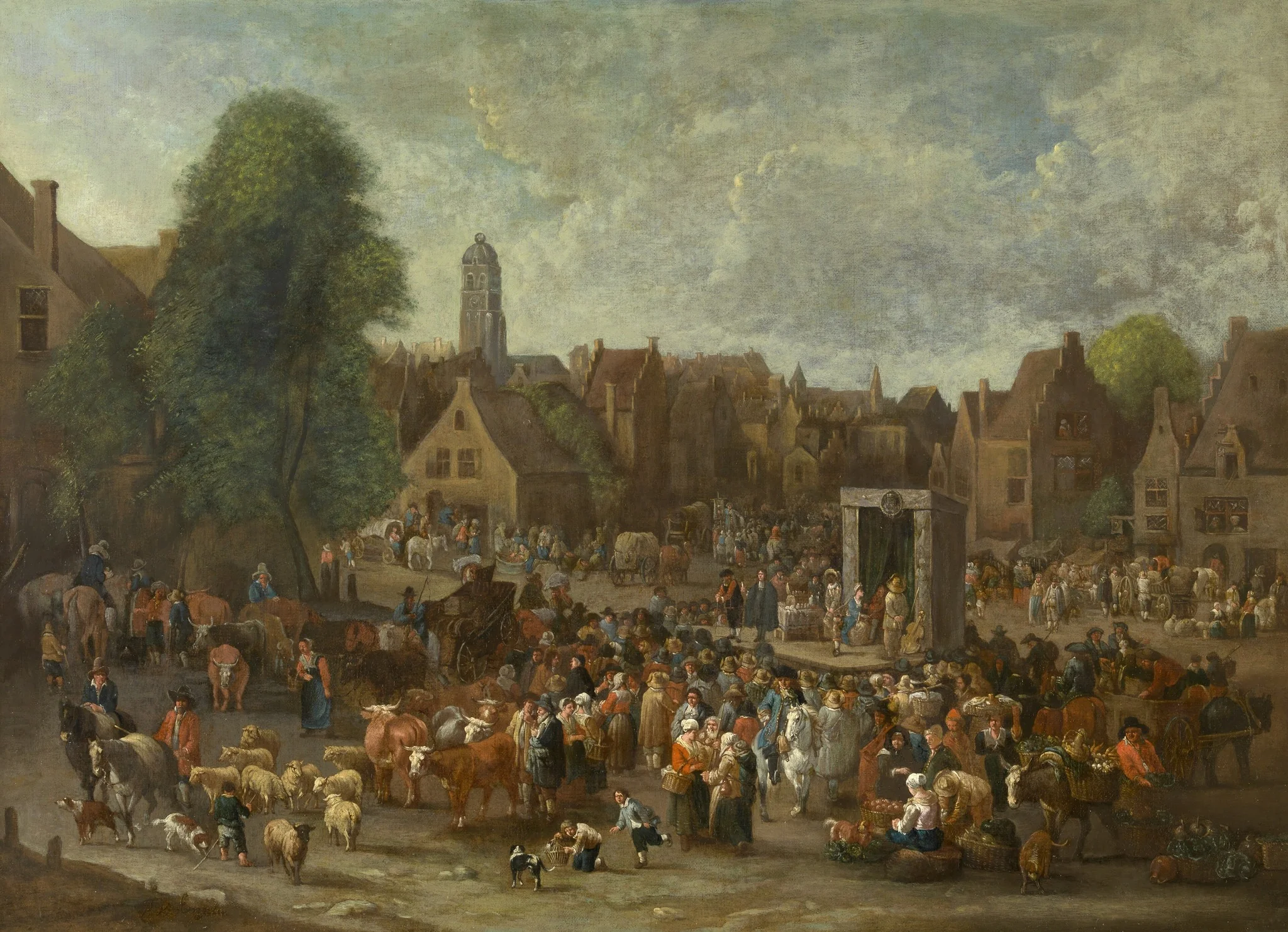 Theatre on the Marketplace, by Peter van Engelen, oil, 1697