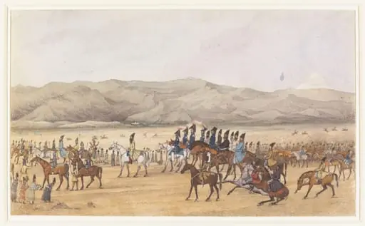 Istakball or public entry of H. R. H. Abbas Mirza at Tehran after the Campaign in Khorassan on the 15th. of June 1833