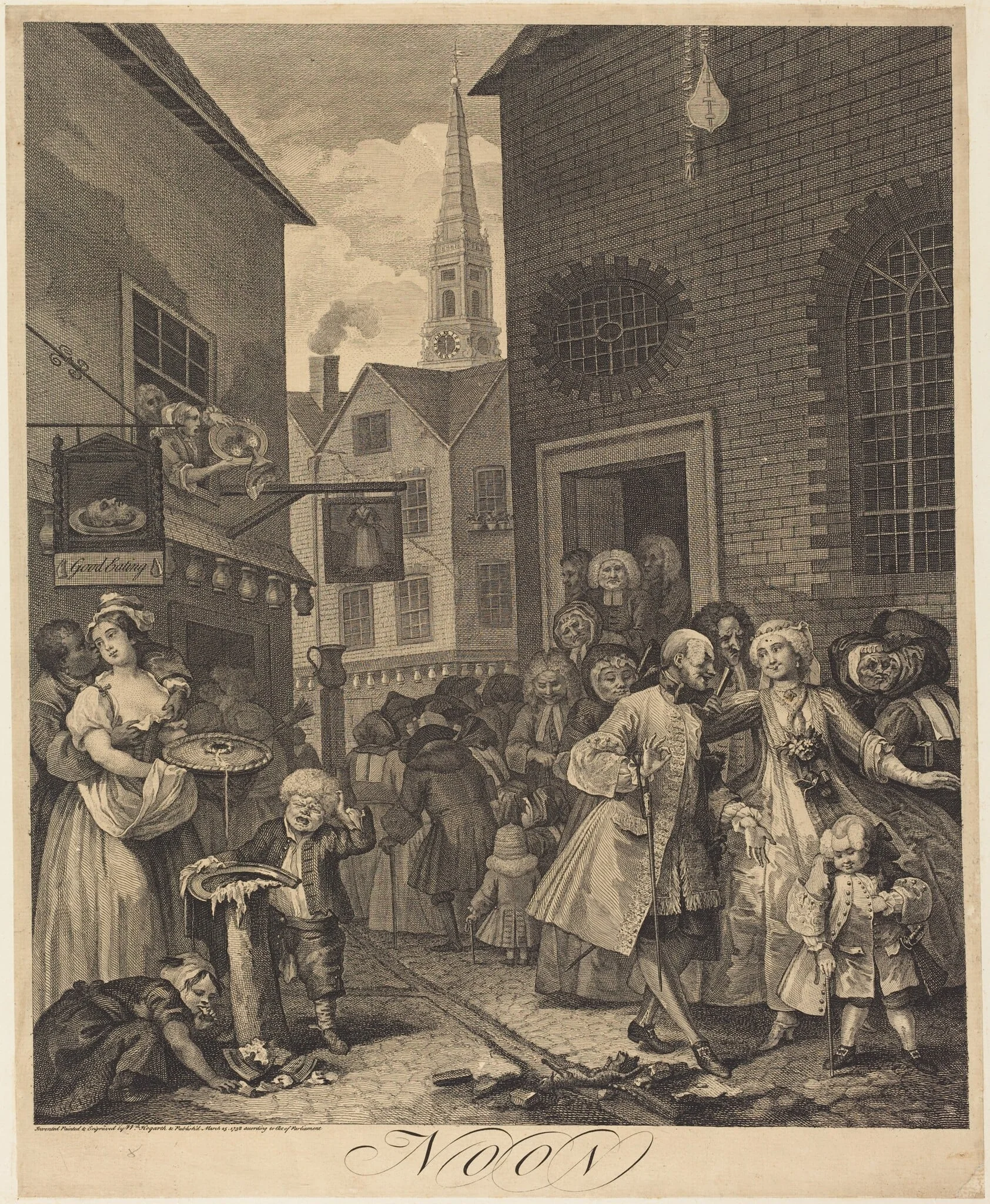 Noon, by William Hogarth, ink, 1738