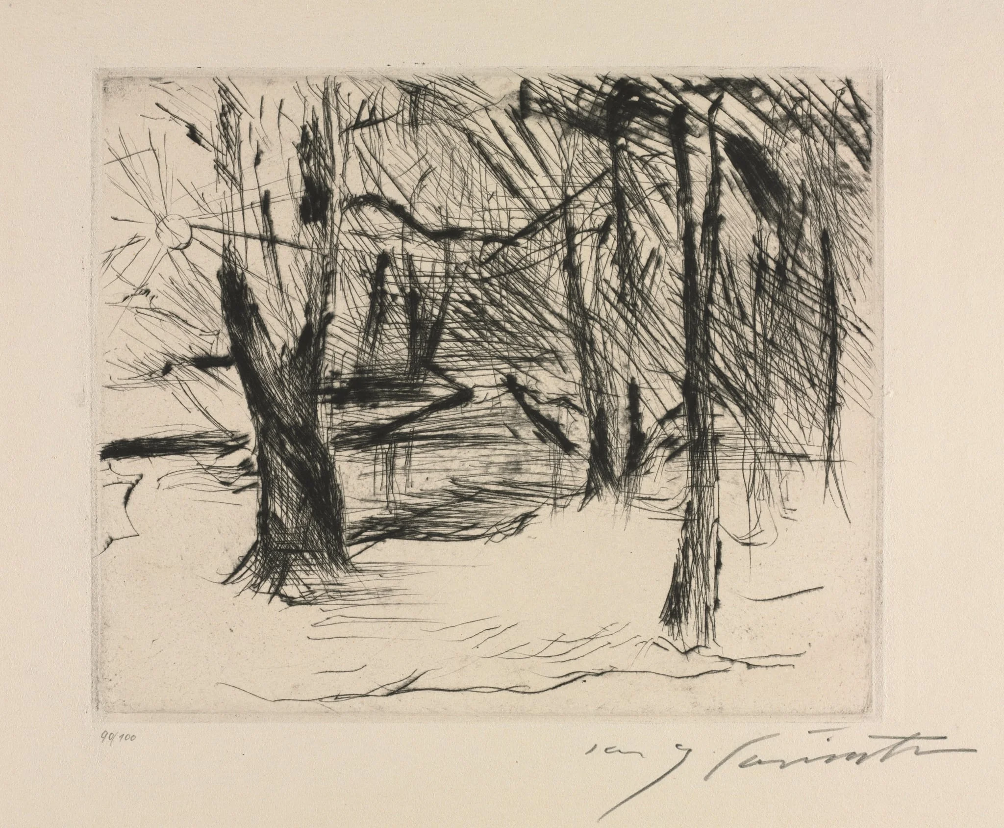 Der Tiergarten:  Trees with Sun, by Lovis Corinth, 1920
