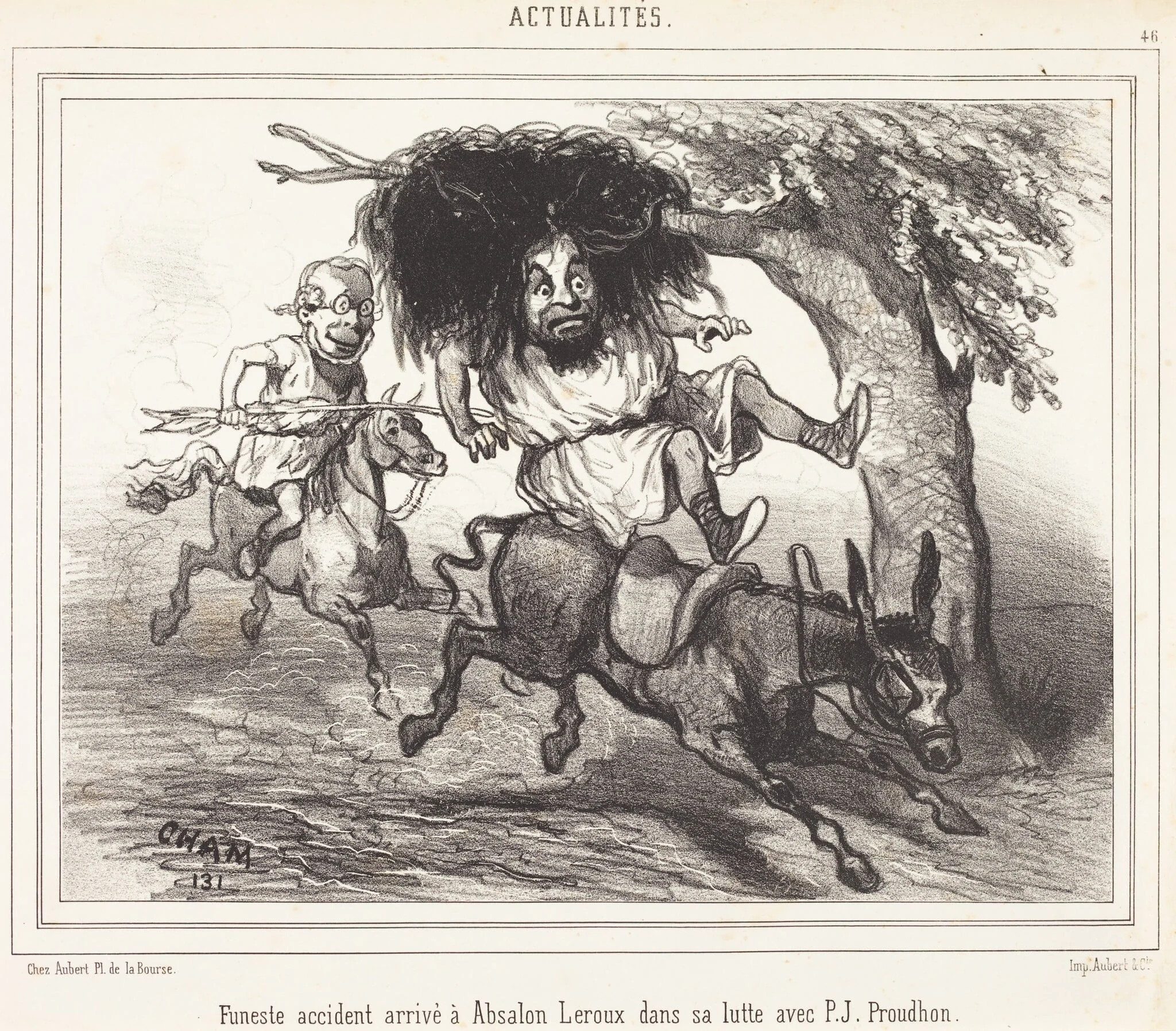 Funeste accidente arrivé à Absalon Leroux, by Amédée Charles Henri Cham, ink, 1831