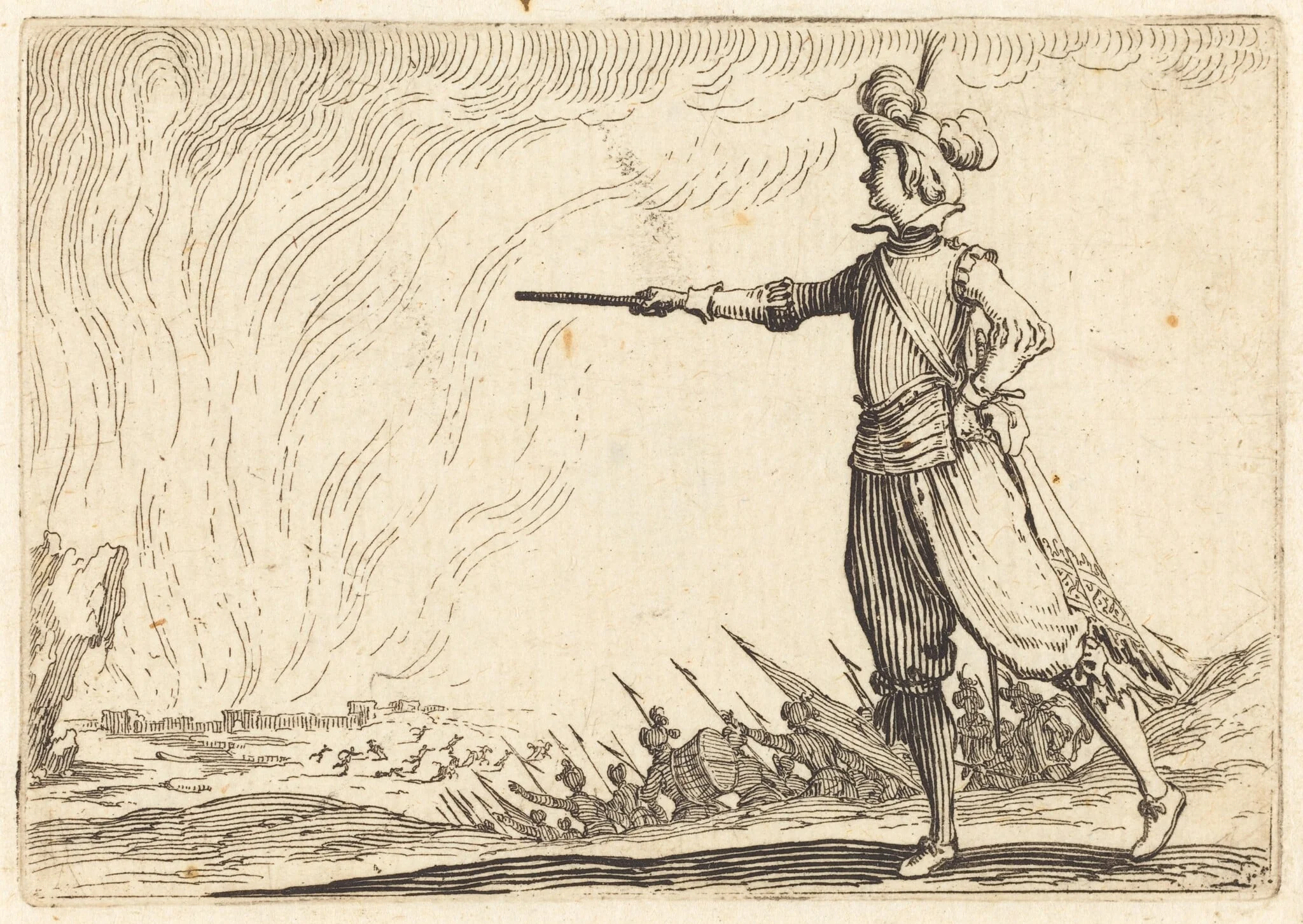 Military Commander on Foot, by Jacques Callot, ink, 1622