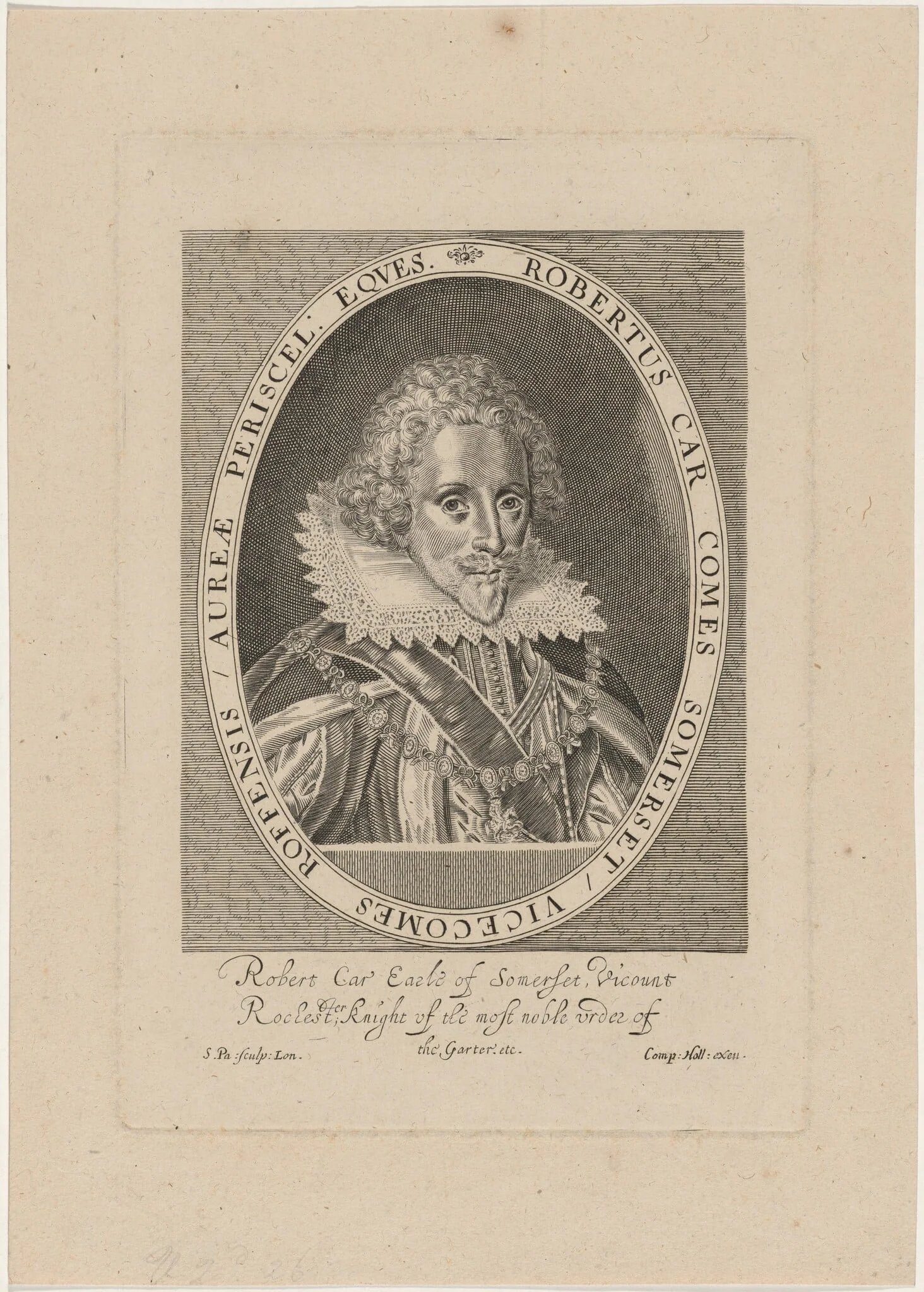 Robert Carr, Earl of Somerset, by Simon van de Passe, ink, 1621
