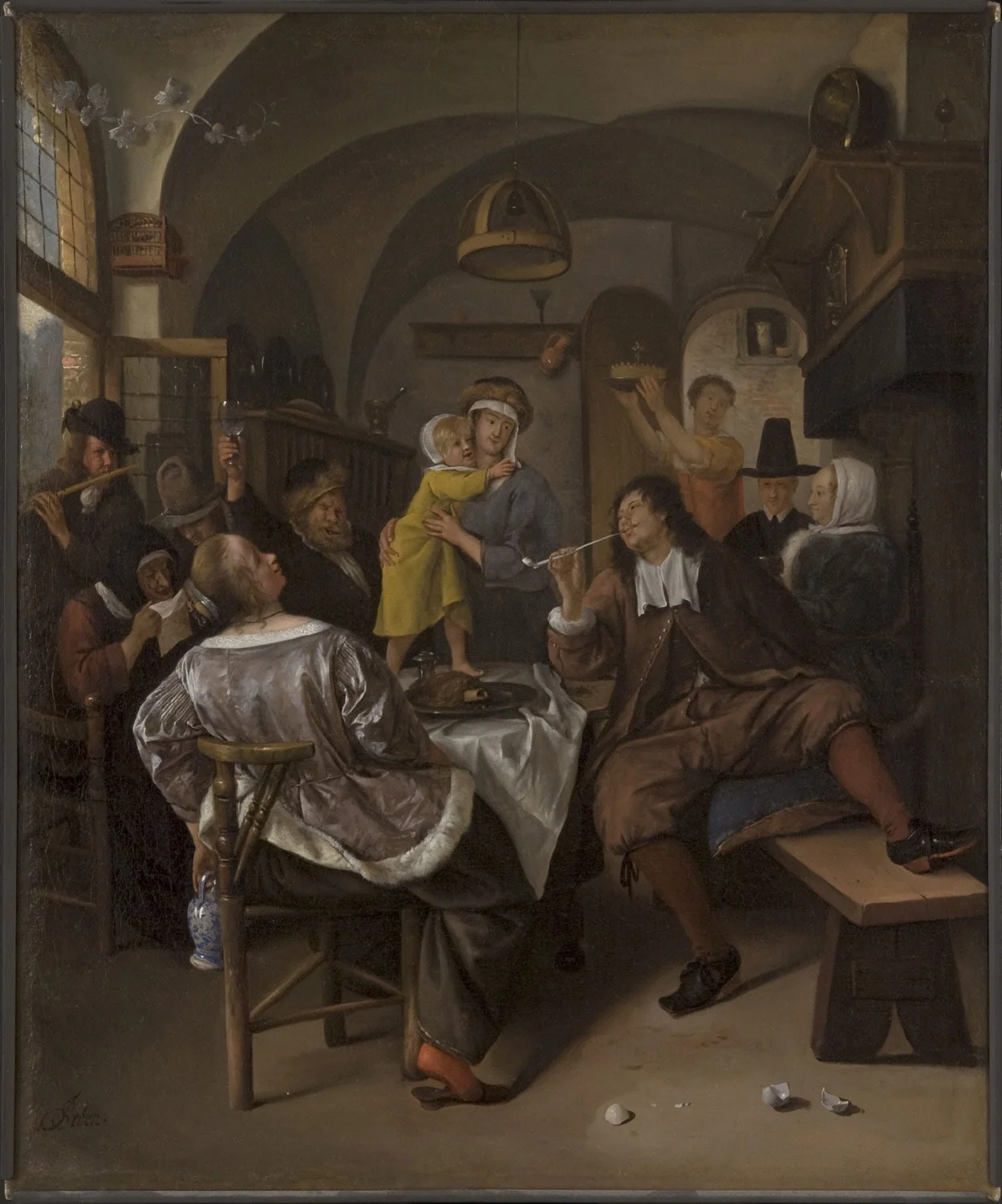 Merry Company, by Jan Steen, oil, 1663