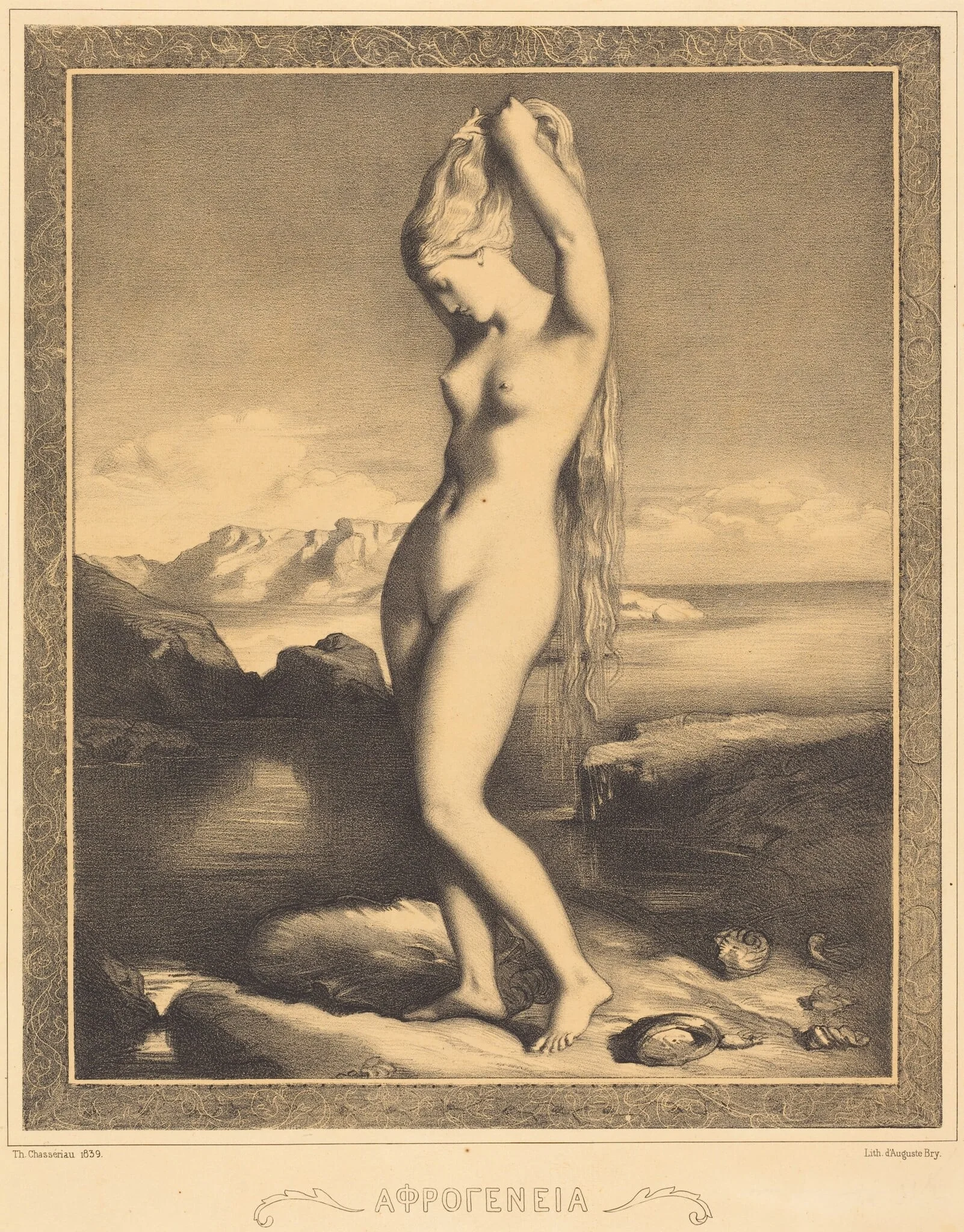Venus Anadyomene, by Théodore Chassériau, ink, 1842