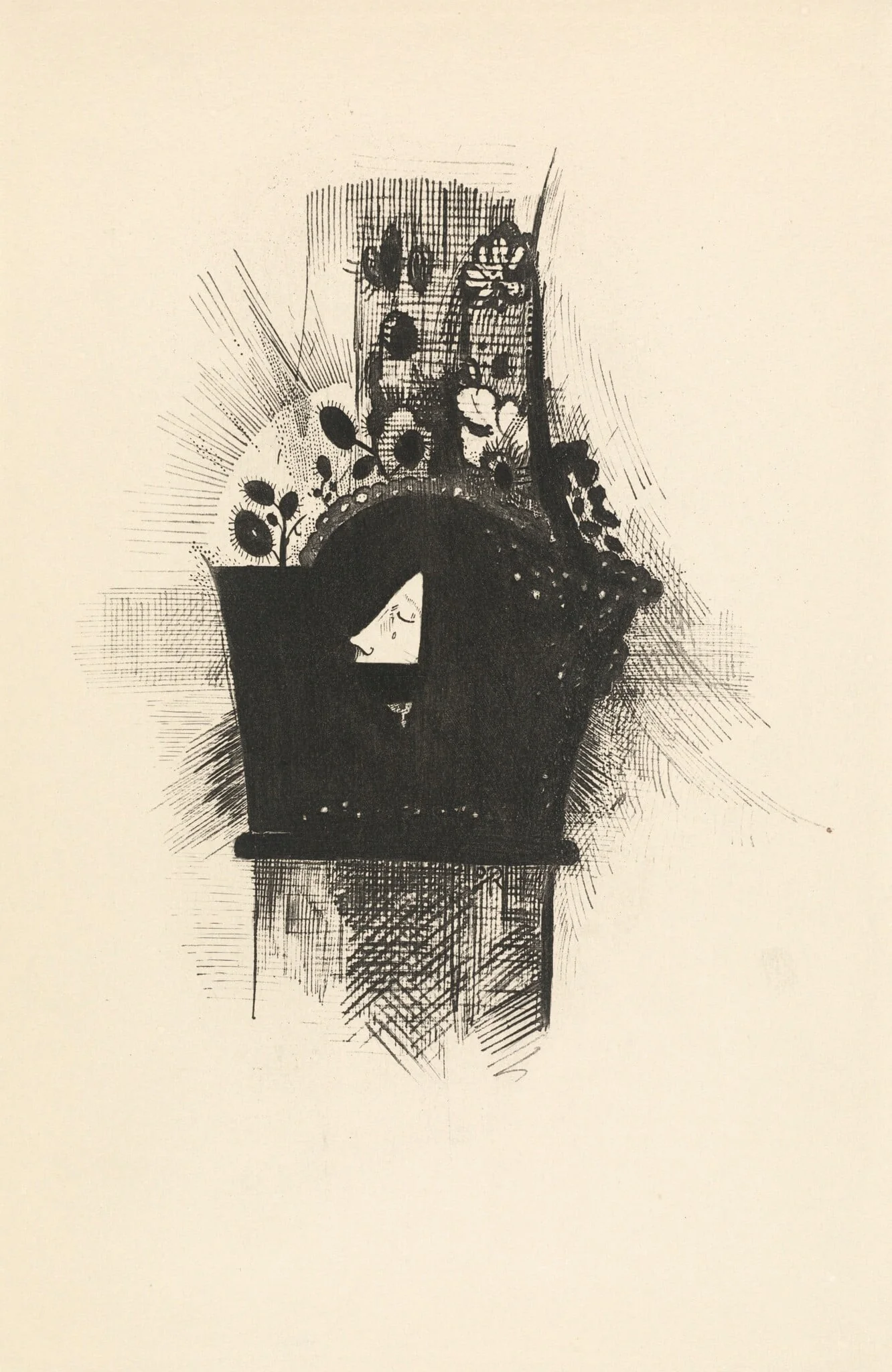 Couverture - Frontispice, by Odilon Redon, ink, 1890