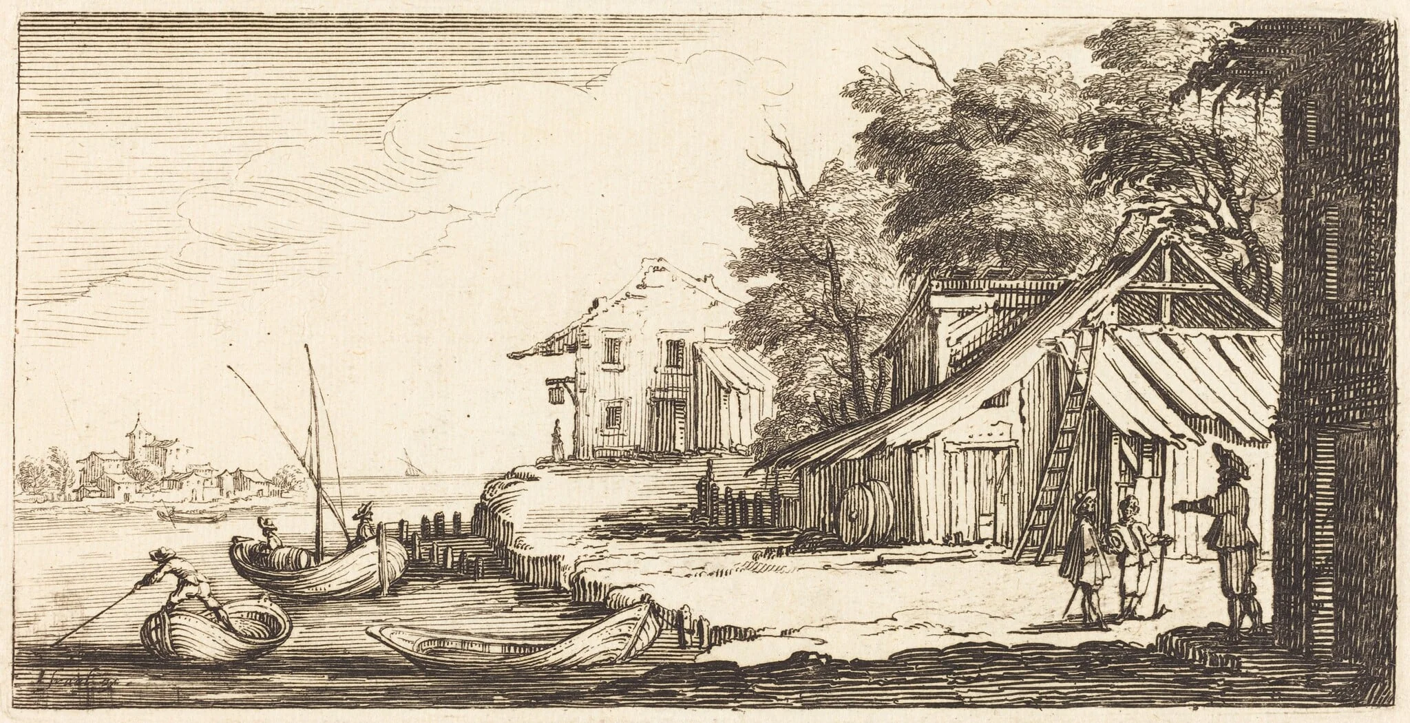 River Bank, by French 17th Century, ink, 1635
