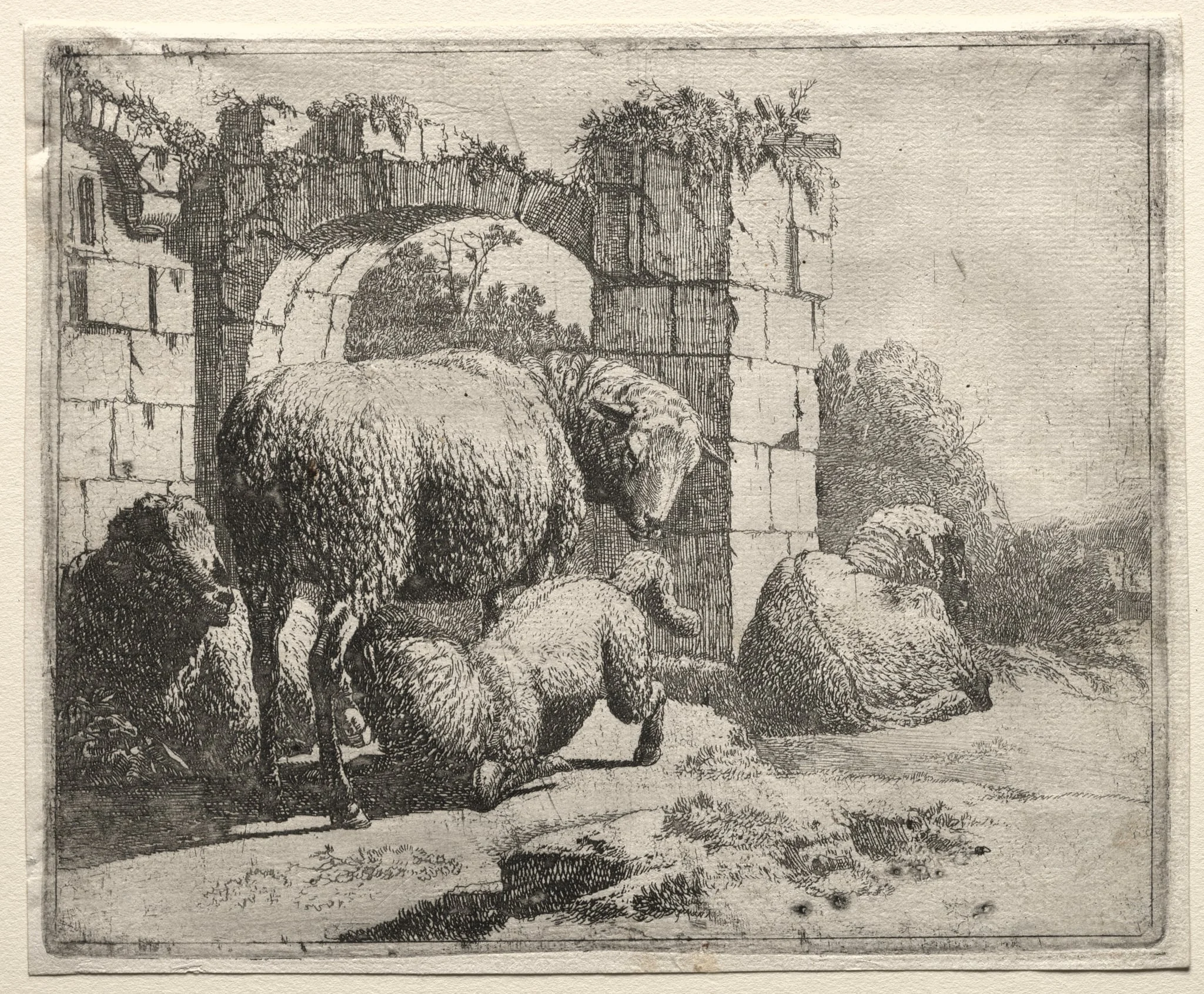 Sheep Near the Ruins of an Arch, by Johann Heinrich Roos, 1665