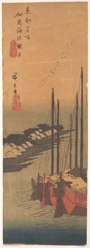 東都名所　佃島海辺朧月|Tsukudajima no Oborozuki