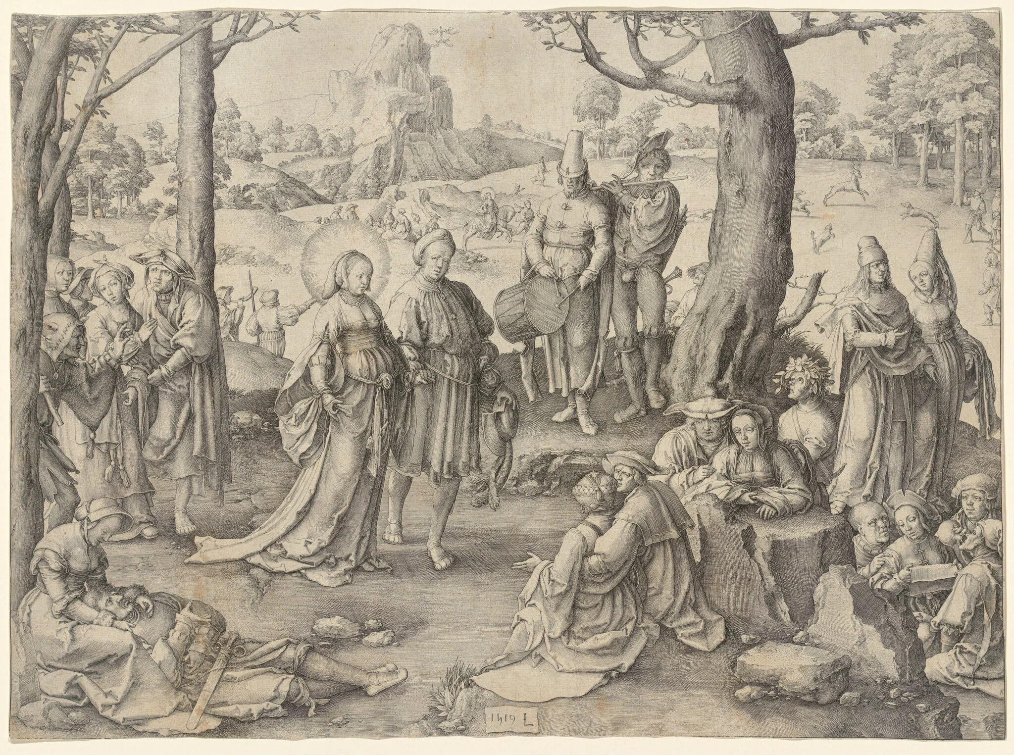 The Dance of Saint Mary Magdalene, by Lucas van Leyden, ink, 1519