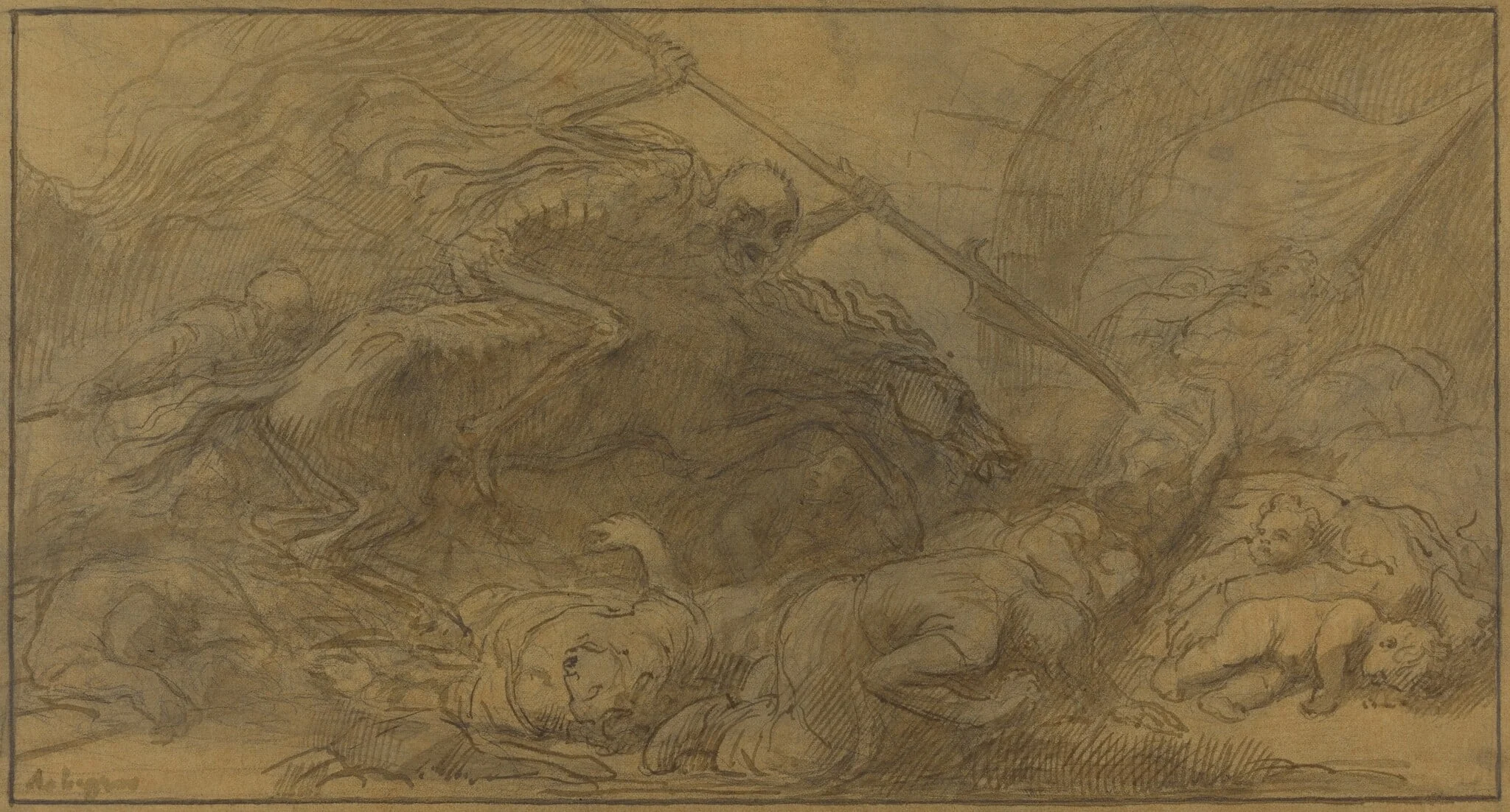 After the Battle, by Alphonse Legros, ink, 1874