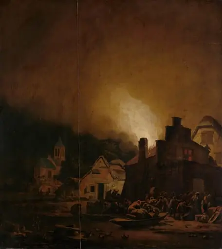 Fire by night in a Village