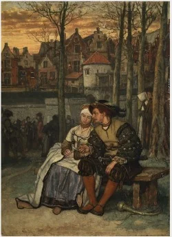 A Young Couple, by Jan August Hendrik Leys, unspecified, 1869