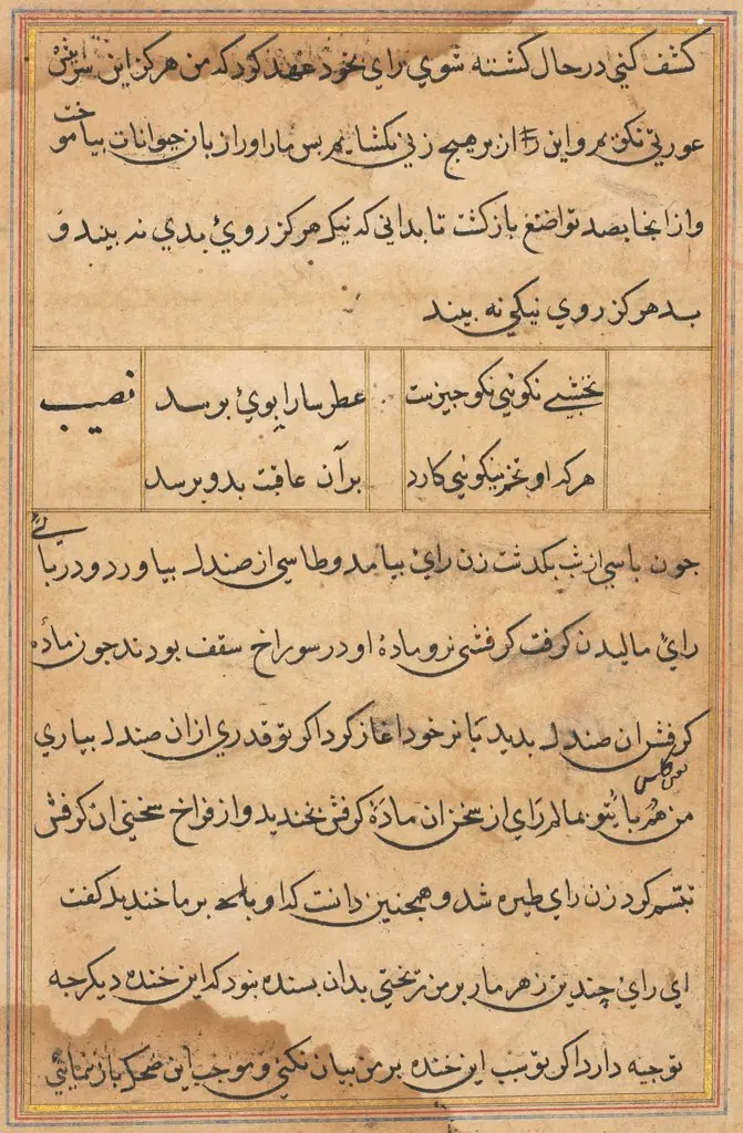 Page from Tales of a Parrot (Tuti-nama): text page