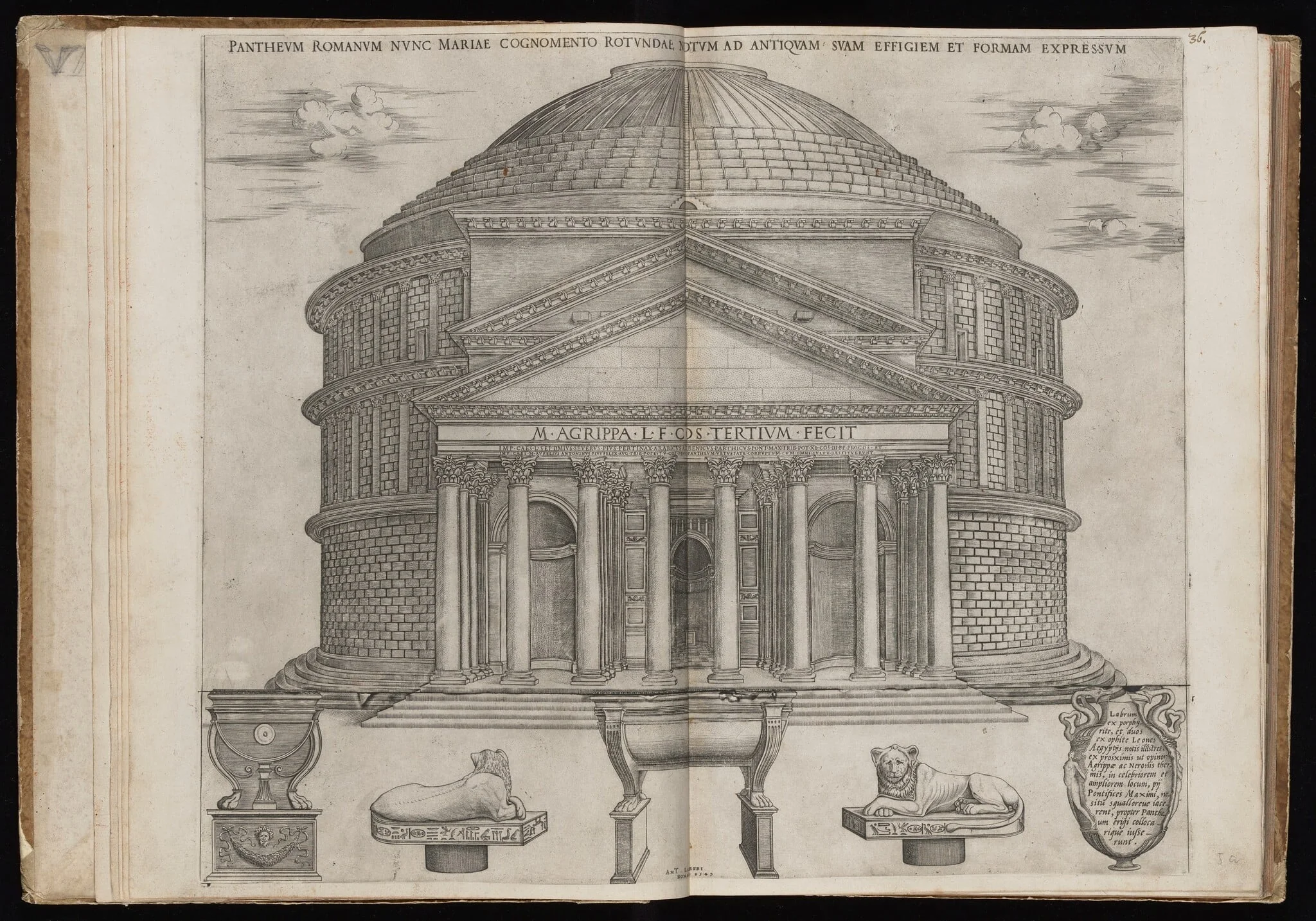 Pantheum Romanum [The Roman Pantheon], by Nicolas Beatrizet, ink, 1549