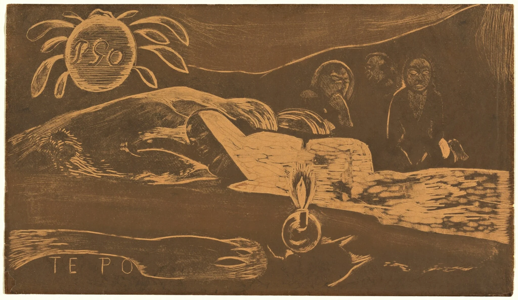 Te Po (The Long Night), by Paul Gauguin, ink, 1894
