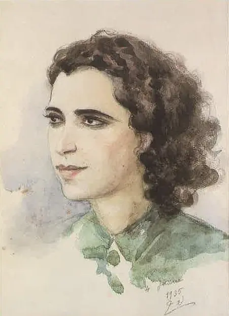 Portrait of Thurayya Farroukh, the artist's Spouse