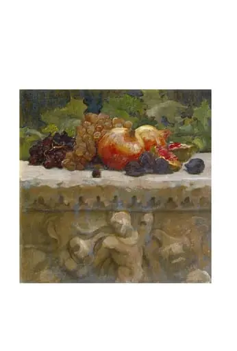 Still-life study of fruit on a marble sarcophagus, used as a preparatory study for <i>Clytie</i>