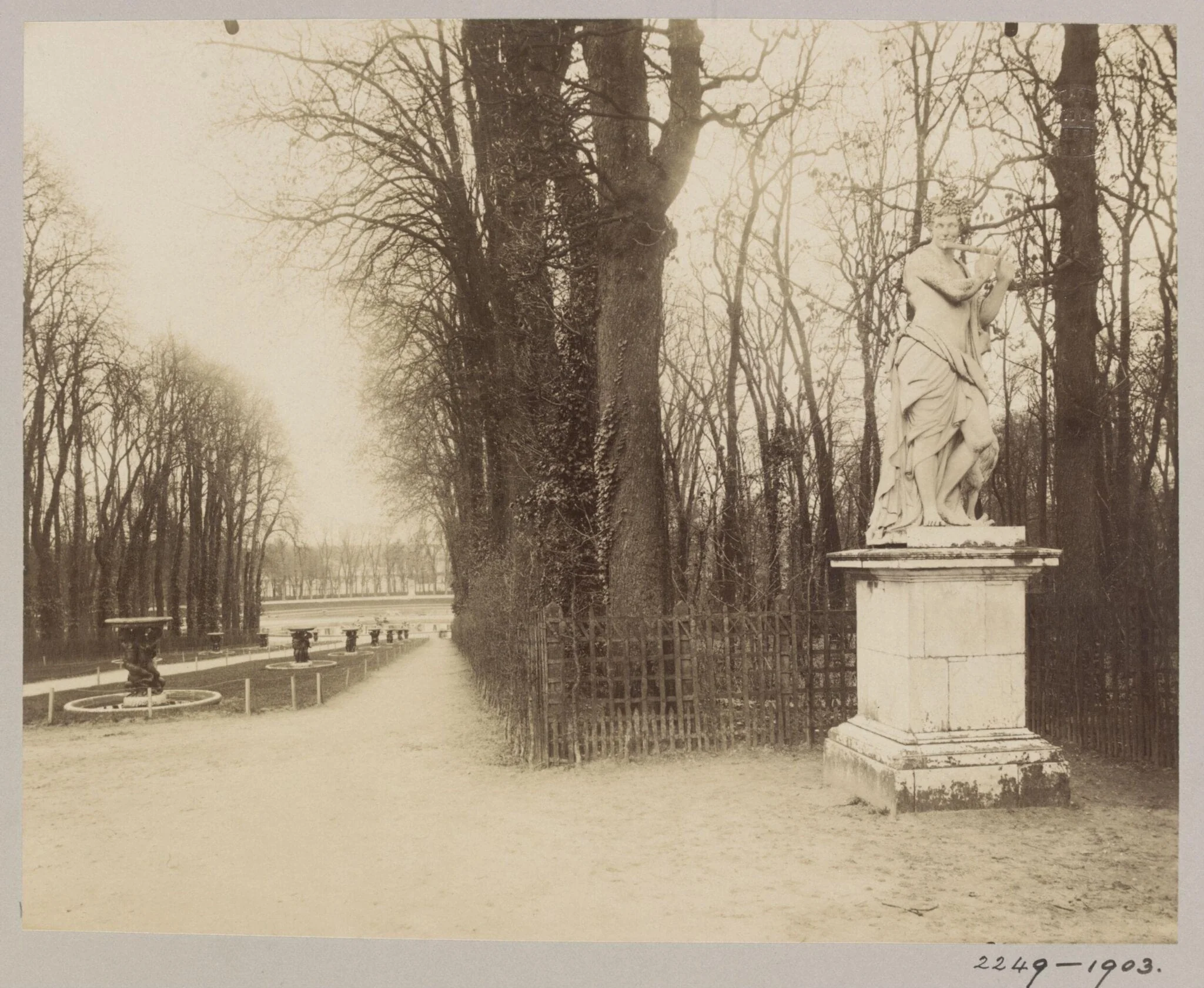 Statue of "Le Sanguin", Versailles, France, by Jean-Eugène-Auguste Atget, photographic, 1900