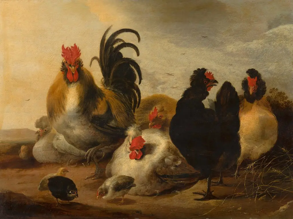 Cock and Hens in a Landscape